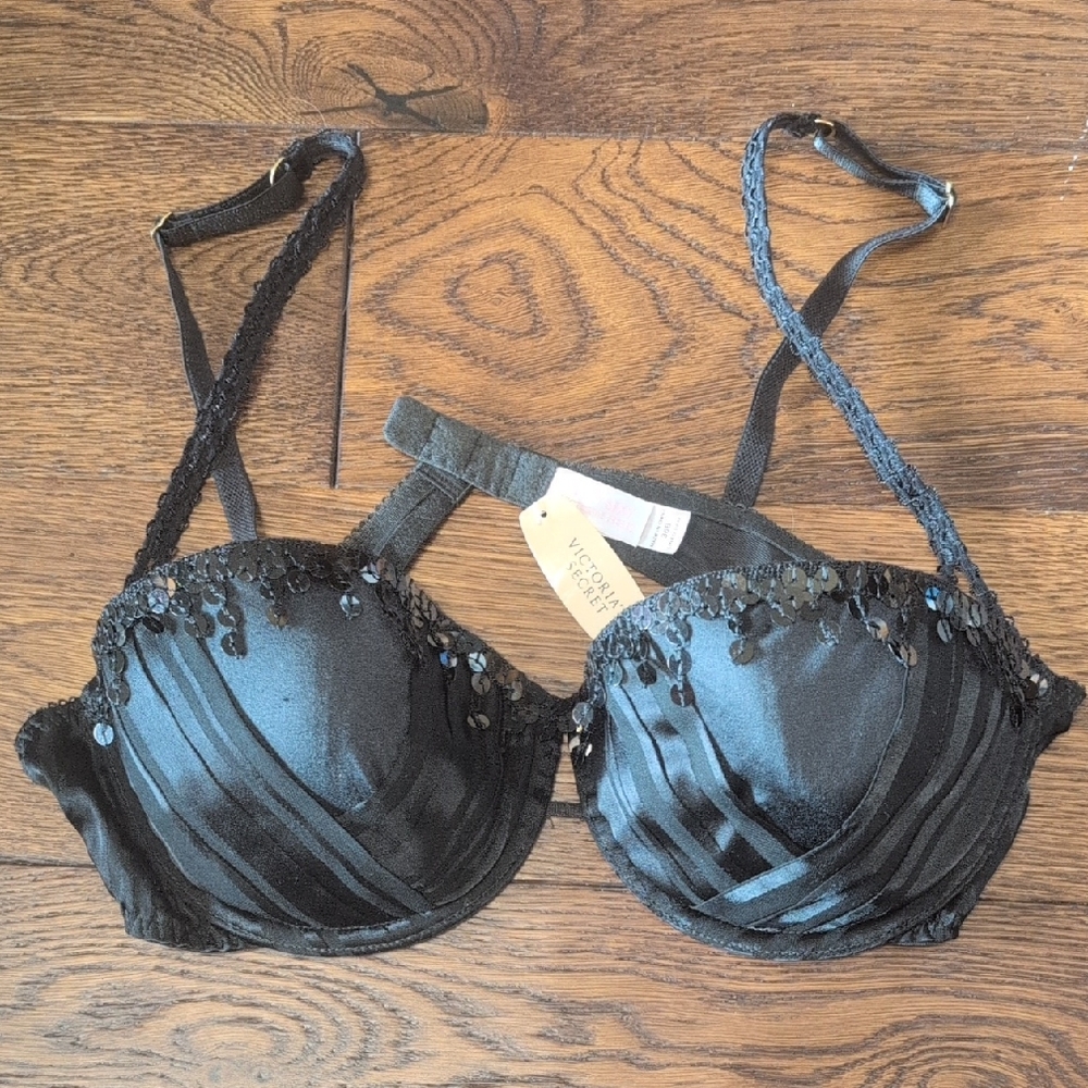 Victoria's Secret Black Satin Push-Up Bra